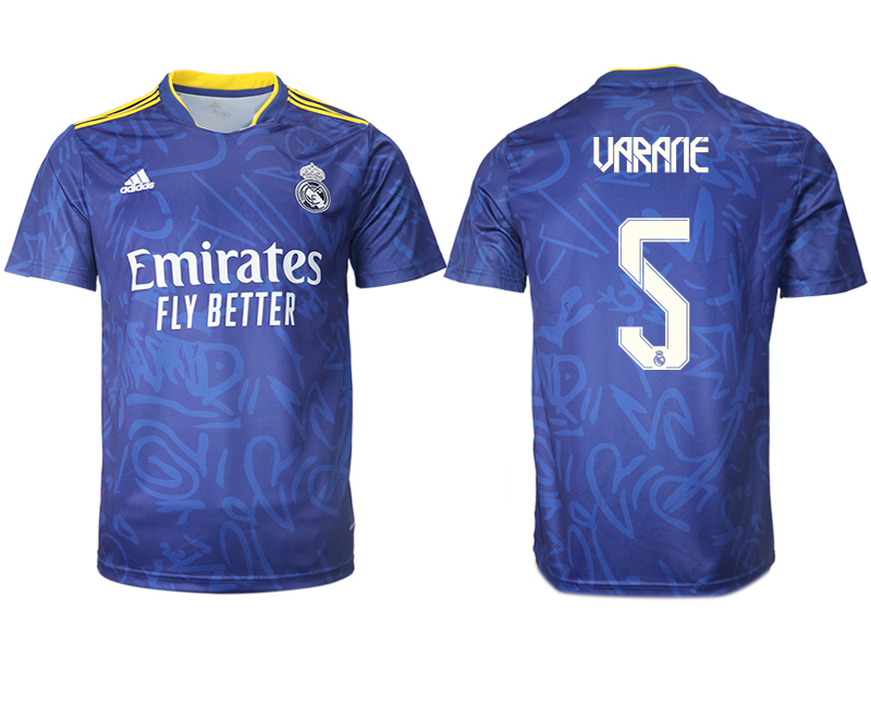 Cheap Men 2021-2022 Club Real Madrid away aaa version blue 5 Soccer Jersey